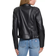 Guess Women's Quilted Shoulder Leather Moto Coat - Jet Black