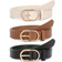 Temu Women's Fashionable Buckle Belt 3-pack - Beige/Brown/Black