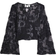 River Island Long Sleeve Sheer Floral Crop Top - Black