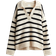 H&M Fine Knit Collared Jumper - Cream/Striped