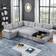 Latitude Run Aine Light Gray Sofa 118" 4pcs 5 Seater