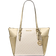 Michael Kors Charlotte Large Signature Logo And Metallic Top Zip Tote Bag - Pale Gold