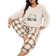 Shein Plus Size Women's Fleece Pajamas Set, Winter Dotted Pattern Embroidered Bear Decor Crew Neck Lounge Wear