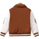 Shein Young Boys Casual Jacket Coat, Featuring Collared Design, White Sleeves Contrasting With Brown Body, Textured Embroidered Patch, Ribbed Cuffs And Hem, Windproof And Warm, Suitable For Daily Wear, Sports, School, And Travel