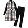 Shein Tween Girl Plaid Print Belted Vest Coat & Tee & Leggings