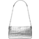 Michael Kors Empire Medium Metallic Crocodile Embossed Leather Chain Link Pochette - Silver