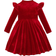 Shein Little Girls Solid Red Velvet Knit A-line Dress with Ruffle Trim Elegant Long Sleeve Cake Dress Great for Casual Daily Wear to School in Fall Winter Christmas Party