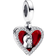 Pandora Heart & Keyhole Double Dangle Charm - Silver/Red/Transparent