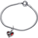 Pandora Heart & Keyhole Double Dangle Charm - Silver/Red/Transparent