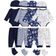 Shein 4pcs/Set Newborn Baby Boy Cute Cartoon Rocket & Satellite Print Romper, Pants, Hat, Gloves Outfit, Spring Autumn