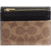 Coach Card Holder Wallet In Blocked Signature Canvas - Gold/Walnut/Tan