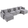 Latitude Run Modern Light Gray Sofa 142.5" 6 Seater