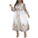Shein Slayr Elegant Party Occasion & Date Night Plus Size Midi Dress, Crossover V Neck With Belt, Floral Mesh Print, A-Line Flared Skirt, Spring Autumn - Z