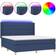 vidaXL Box Spring Colchón Luces LED Tela Azul 180x200 cm Cama Continental