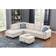 Three Posts Alger Wide Left Hand Facing Ottoman Beige Linen Blend Sofa 98" 3pcs 4 Seater