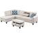 Three Posts Alger Wide Left Hand Facing Ottoman Beige Linen Blend Sofa 98" 3pcs 4 Seater