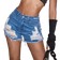 Shein Rave Y2K Street High Stretch Slant Pocket Frayed Cut Out Ripped Raw Hem Denim Daily Casual Skinny Mini Shorts