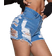 Shein Rave Y2K Street High Stretch Slant Pocket Frayed Cut Out Ripped Raw Hem Denim Daily Casual Skinny Mini Shorts