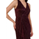 Adrianna Papell Metallic Mesh Faux Wrap Gown with Ruffle Accents - Burgundy Gold