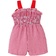 Shein Baby Girl Summer Overalls Romper With Bow Detail Decoration And Strawberry Patchwork Gingham Shorts, For Christmas