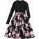 Shein Tween Girl Floral Flared Long-Sleeved Round Neck Dress With Belt, Autumn/Winter New Arrival Holiday Dress