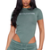 PrettyLittleThing Logo Short Sleeved Bodysuit - Sea Green