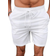 Shein Mens Solid Color Drawstring Elastic Waist Summer Shorts Knee Plain All White Casual Dad And Me