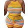 Shein Slayr Plus Size Holiday Leisure Slim Fit Sleeveless Tube Top Rainbow Striped Women's Shorts Knitted Set With Neck Tie And Waist Tie, For Pride Month