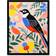 Wee Blue Coo Wildflower Bird Black Framed Art 59.4x82cm