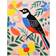 Wee Blue Coo Wildflower Bird Black Framed Art 59.4x82cm