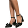 Shein Women's pumps with faux suede bow, platform heel, ankle strap in black, Valentine's Day