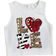 Shein Tween Girl Casual Simple Love Print Sleeveless Round Neck Tank Top Summer