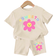 Shein Baby Girl's Casual And Simple Flower Printed Short Sleeve T-Shirt And Shorts Set, Suitable For Summer