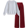 Shein 2pcs/Set Teen Girls Casual Cartoon Print Sweatshirt And Plaid Pants Outfit, Autumn/Winter