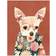 ARTERY8 Chihuahua With Floral Coat Dog Lover Black Framed Art 23.4x32.3cm