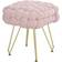 Homcom Woven Velvet Pink Foot Stool