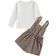 Shein Young Girl Mock Neck Tee & Plaid Print Overall Dress