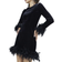 River Island Feathered Hem Dress - Black Velvet