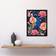 ARTERY8 Peacock Bird with Pink Flower Black Framed Art 23.4x32.3cm