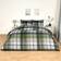 OHS Tartan Check Reversible Print And Pillowcase Bedding Set King - Charcoal/Green Duvet Cover Green, Grey (230x220cm)