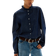 H&M Frill Trimmed Denim Blouse - Dark Denim Blue