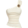 Shein MOD Women's Apricot Color Ruched Hem Gold Brooch Decor One Shoulder Camisole Top, Party Wear,Sparkle Top,New Years Women Outfit