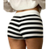 Shein CovetEZ Women Casual Knit Striped Low-Waist Skinny Super-Short Shorts Women Loungewear Women Leggings Fall Women Shorts