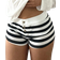 Shein CovetEZ Women Casual Knit Striped Low-Waist Skinny Super-Short Shorts Women Loungewear Women Leggings Fall Women Shorts