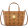 MCM Toni Top Zip Shopper In Visetos X Mini - Cognac