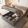 Merax Hydraulisches Boxspringbett 140x200 cm mit Bettkasten Grau Bettrahmen 140x200cm
