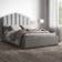 Flair Silver Velvet Poseidon Shell Ottoman Double Frame Bed