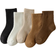 Shein 5 Pairs Kids/Toddlers Thick Cashmere Socks, Black, White, Khaki, Solid Color, Autumn/Winter, Simple Mid-Calf Socks, Fashion Versatile, Suitable For Daily Wear