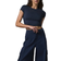 Alo Soft Crop Finesse Short Sleeve Top - Navy