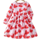 Shein Little Girls 1 Piece Girl Dress with Heart Print, Long Sleeve, Round Neck, A-line, Elastic Waist, Fitted, Suitable for Valentine's Day Party, Spring/Autumn